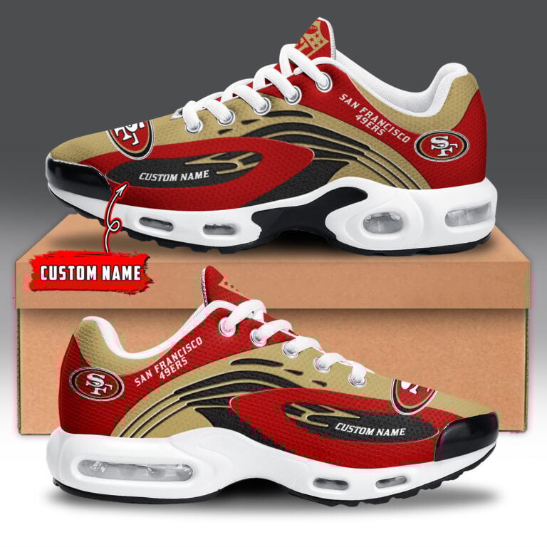 San Francisco 49ers Personalized Name Team Logo Mix Colors Wave Line TN Air Max Shoes Air Cushion Sneakers