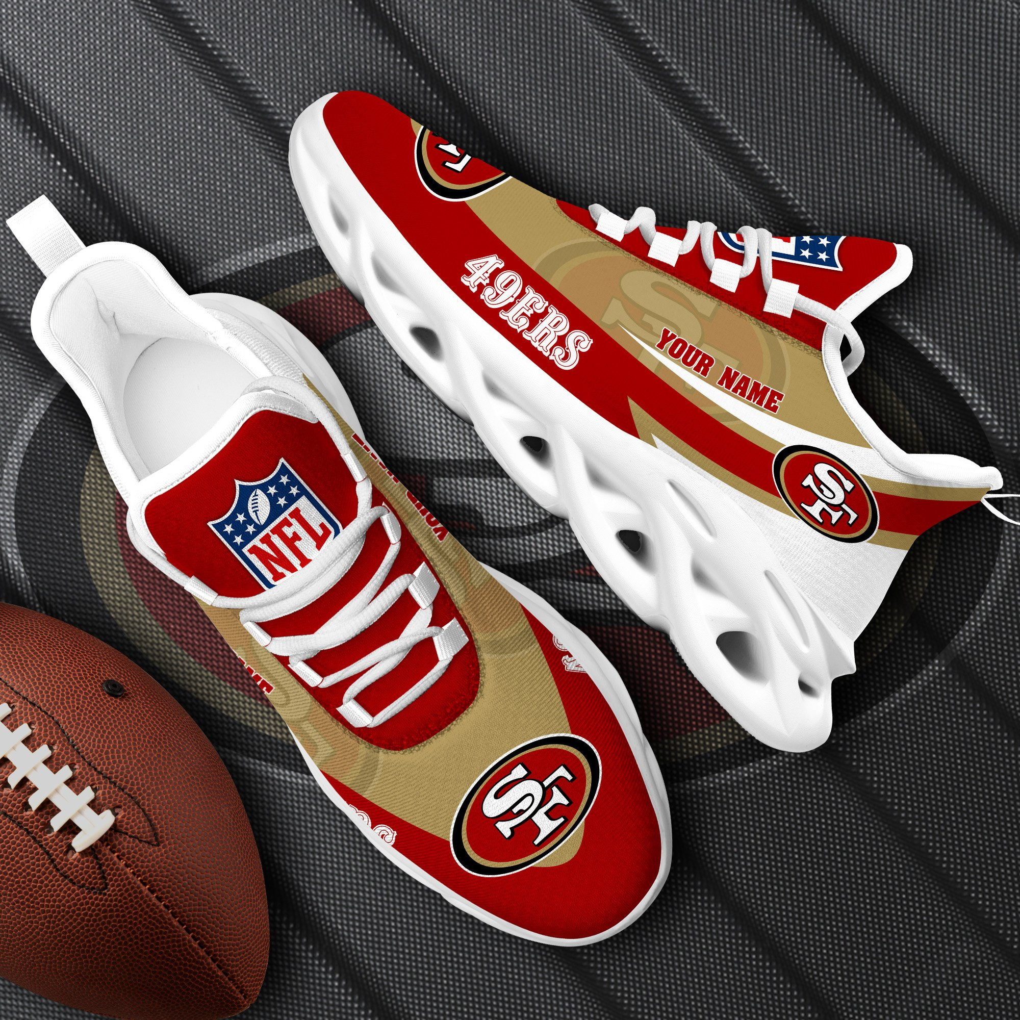 san francisco 49ers white max soul shoes 2026 versions custom your name sports gift for fan sport gifts ph410 8525