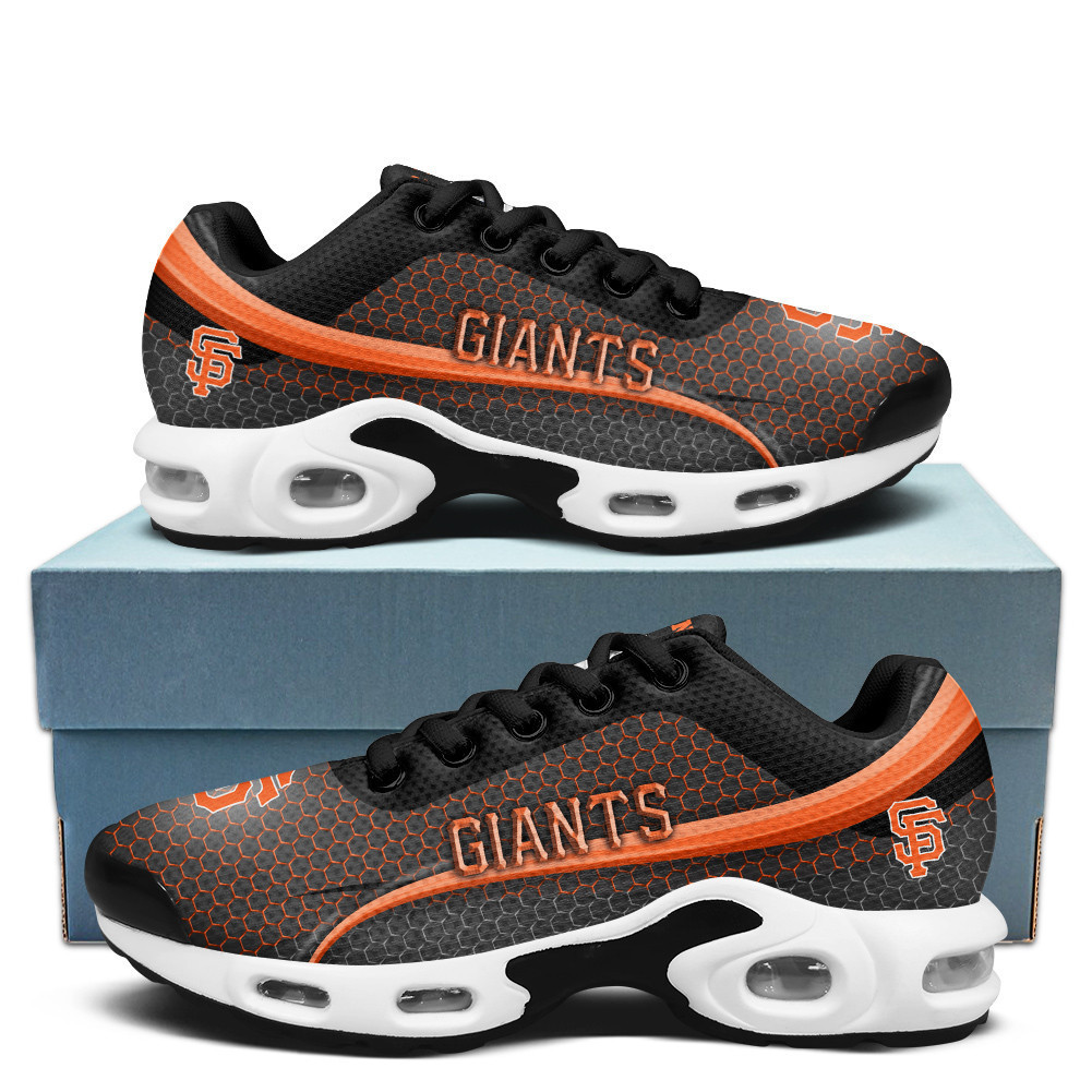 San Francisco Giants Personalized Name Team Colors Wave Line Beehive Pattern TN Shoes Air Cushion Sneakers