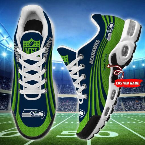 seattle seahawks personalized name team colors wave lines tn air max shoes air cushion sneakers 1672 vd60d