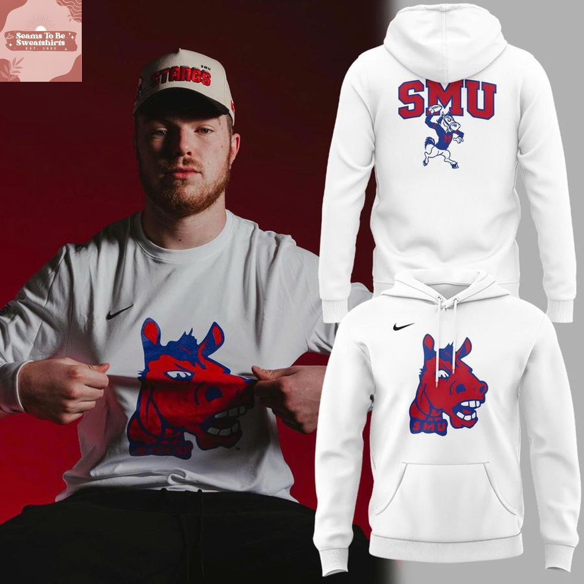 SMU Mustangs 2026 Throwback Mascot Hoodie T-Shirt 