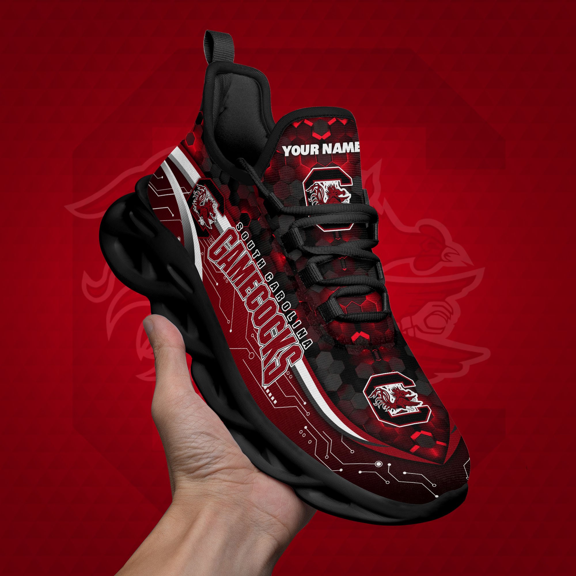 south carolina gamecocks black clunky sneakers custom name max soul shoes sport gifts 4435 bpeln