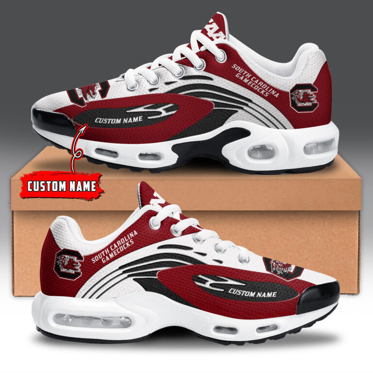 South Carolina Gamecocks Personalized Name Team Logo Mix Colors Wave Line TN Shoes Air Cushion Sneakers