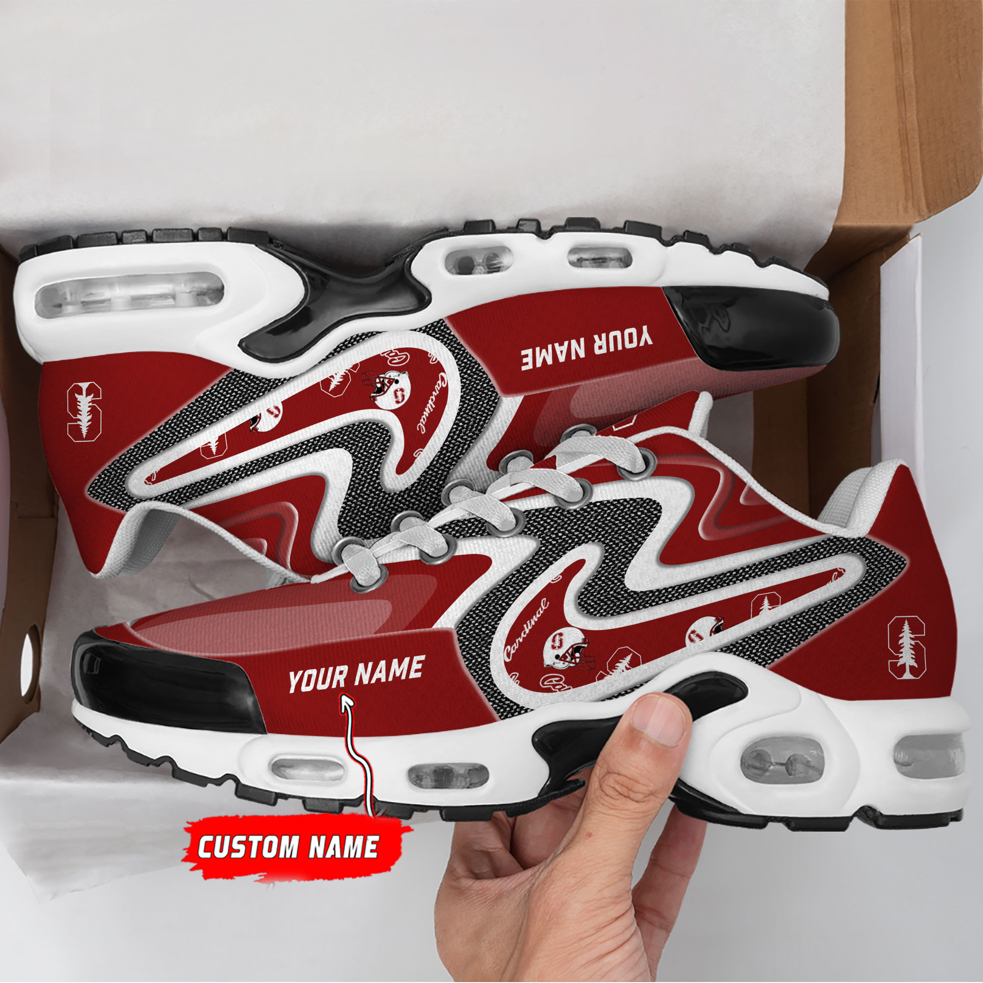 stanford cardinal personalized name team checkmark logo mix colors stitch line tn air max shoes air cushion sneakers 9880 pfj80