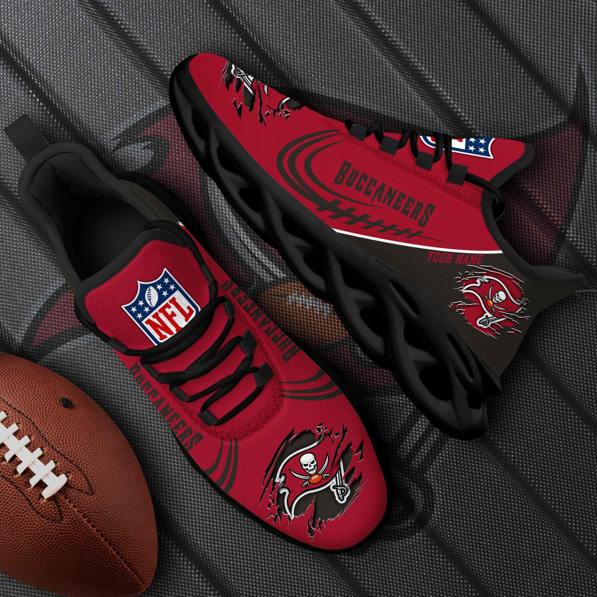 Tampa Bay Buccaneers Black Max Soul Shoes 2026 Versions Custom Name 003