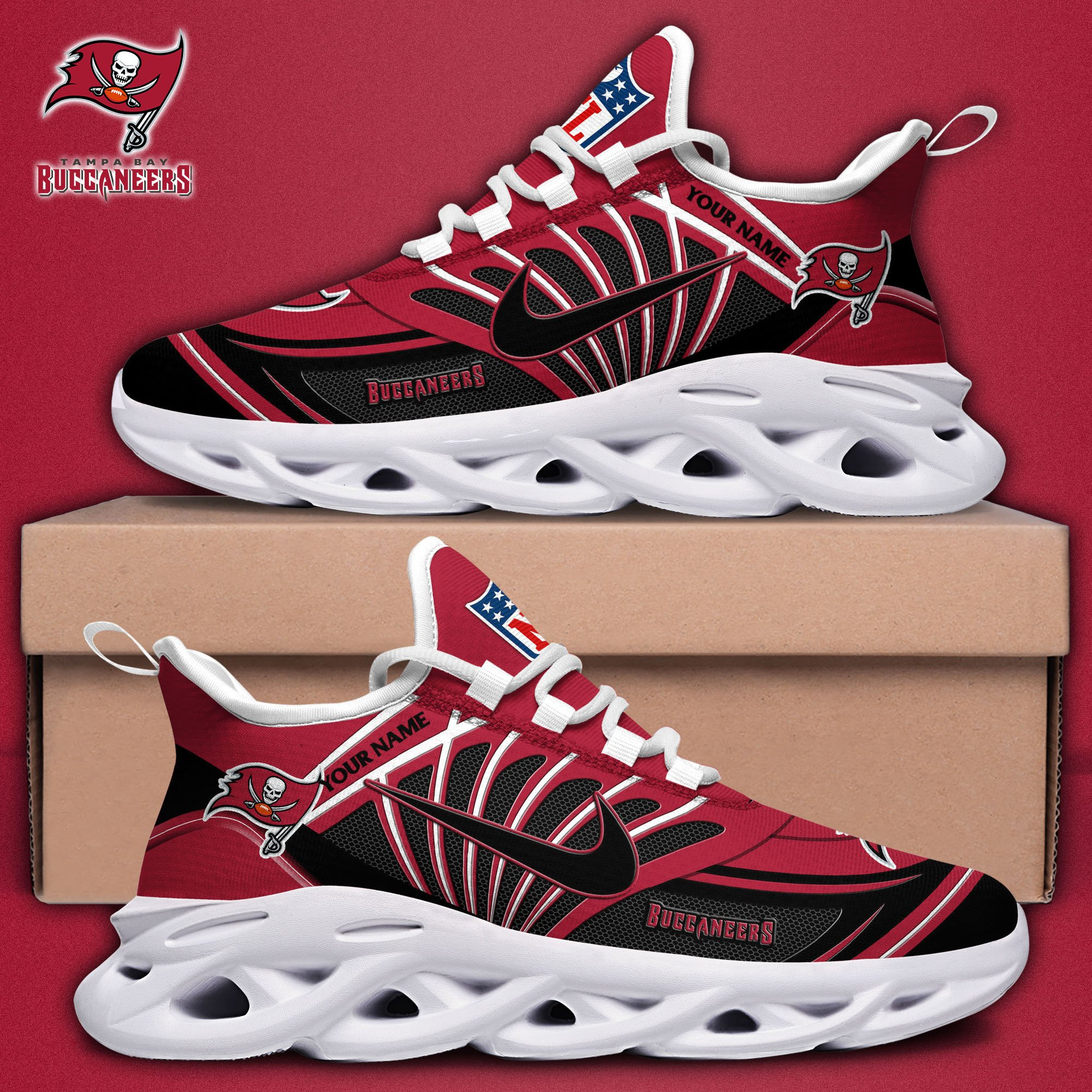 Tampa Bay Buccaneers Black Max Soul Shoes 2026 Versions Custom Name 898
