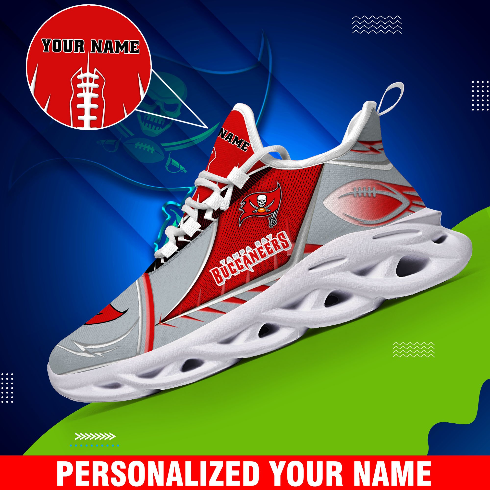 Tampa Bay Buccaneers Sport White C Sneakers 2026 Version Personalized Your Name 528
