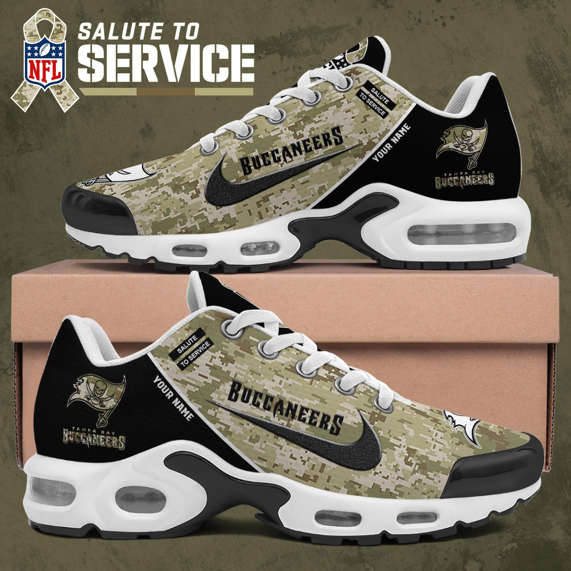 Tampa Bay Buccaneers TN Shoes 2026 Version Custom Name, Camouflage Shoes   PH586