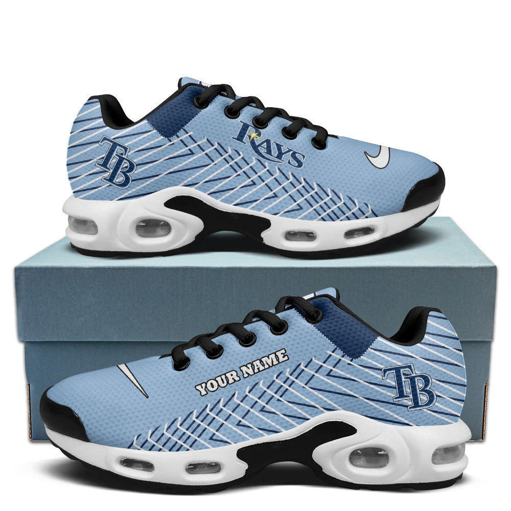 Tampa Bay Rays Personalized Name Team Colors Jagged Lines TN Shoes Air Cushion Sneakers