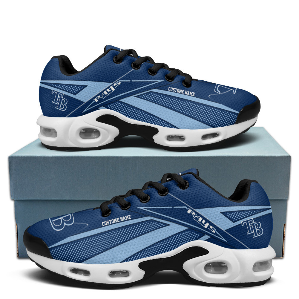 Tampa Bay Rays Personalized Name Team Colors Supersonic Line Pattern TN Air Max Shoes Air Cushion Sneakers