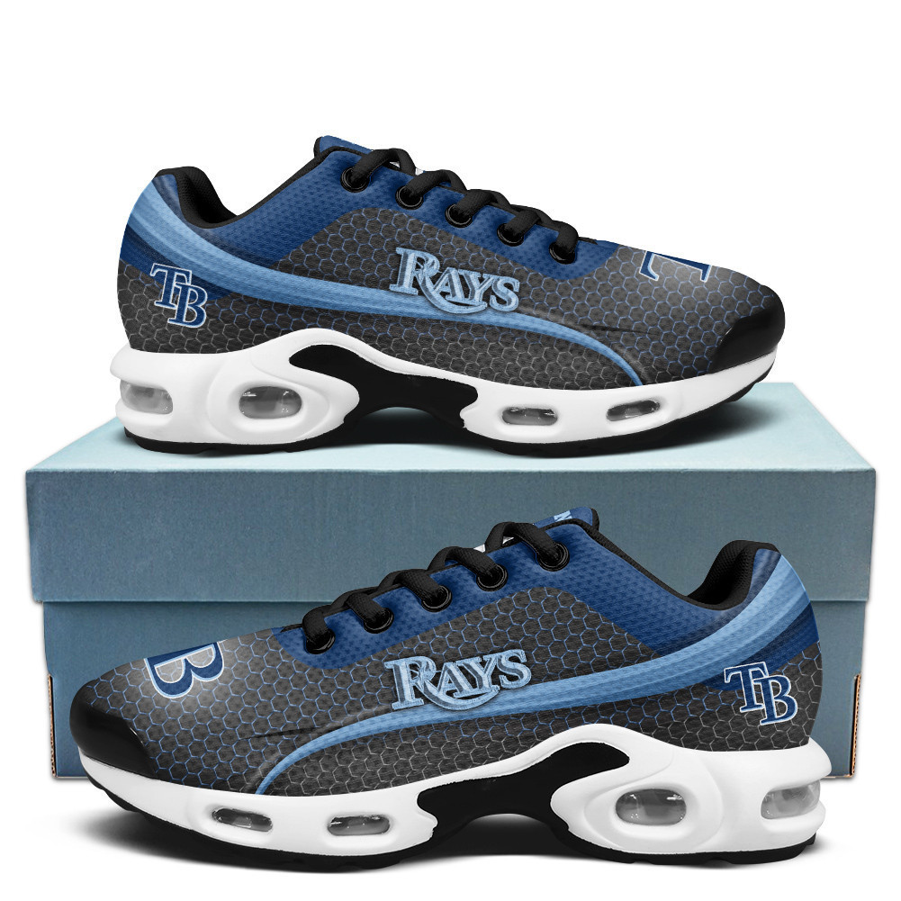 Tampa Bay Rays Personalized Name Team Colors Wave Line Beehive Pattern TN Shoes Air Cushion Sneakers