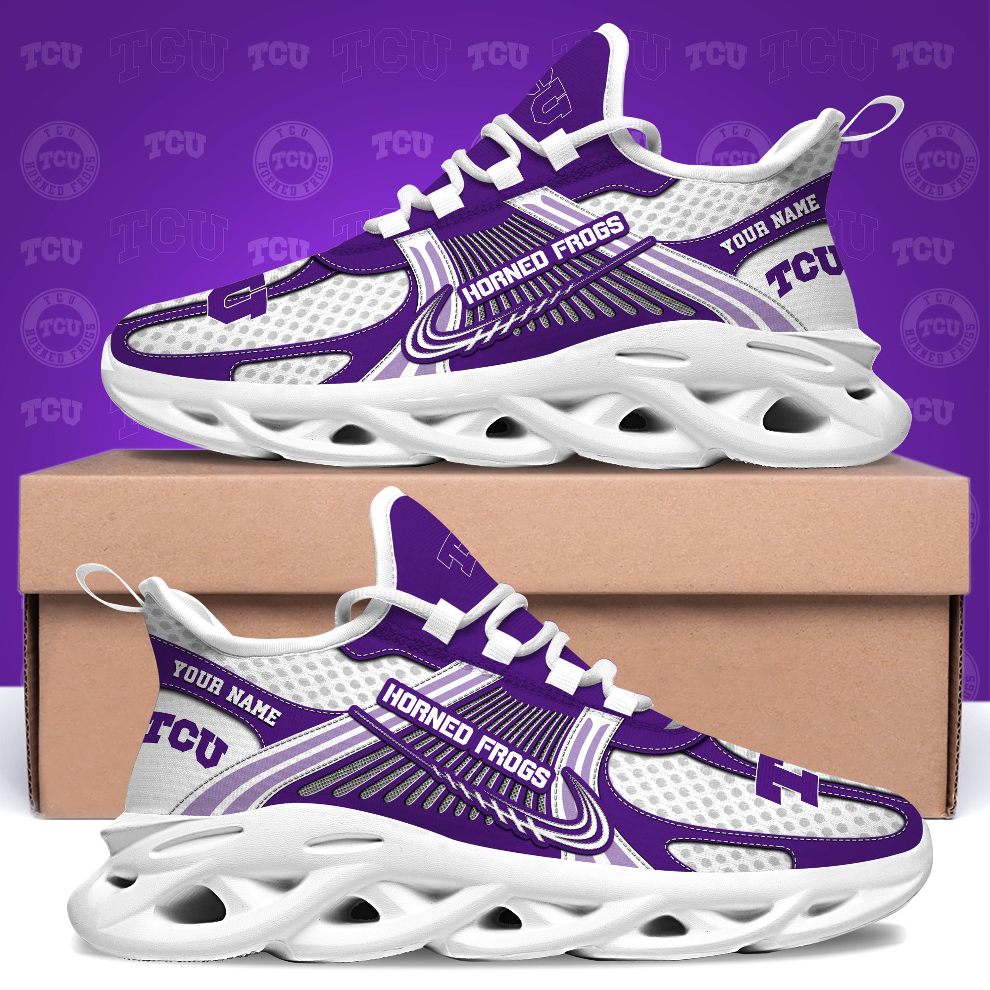 tcu horned frogs clunky sneakers custom your name sport sneakers sport gifts for fan gifts for him 5513 04h8a