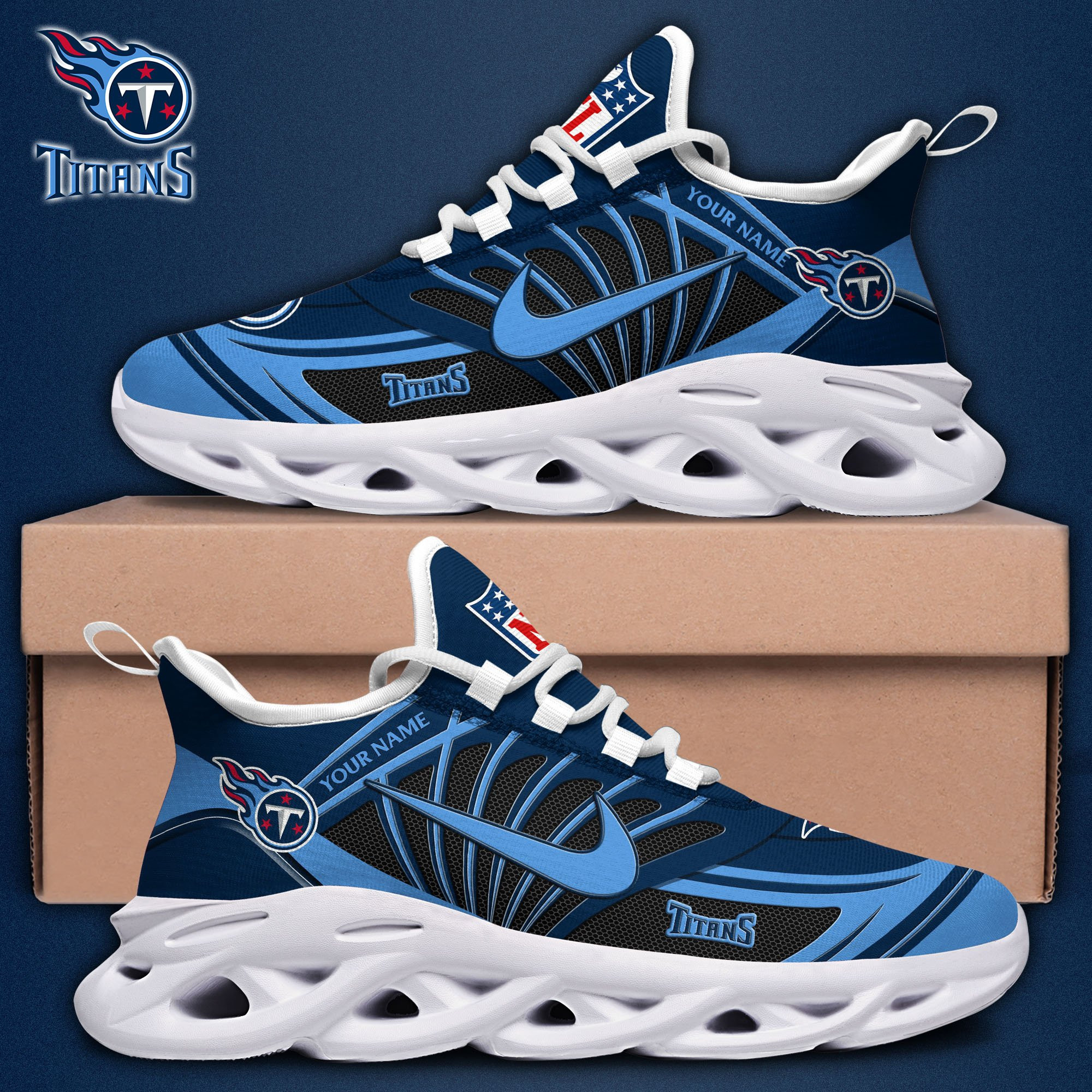 Tennessee Titans Black Max Soul Shoes 2026 Versions Custom Name 898