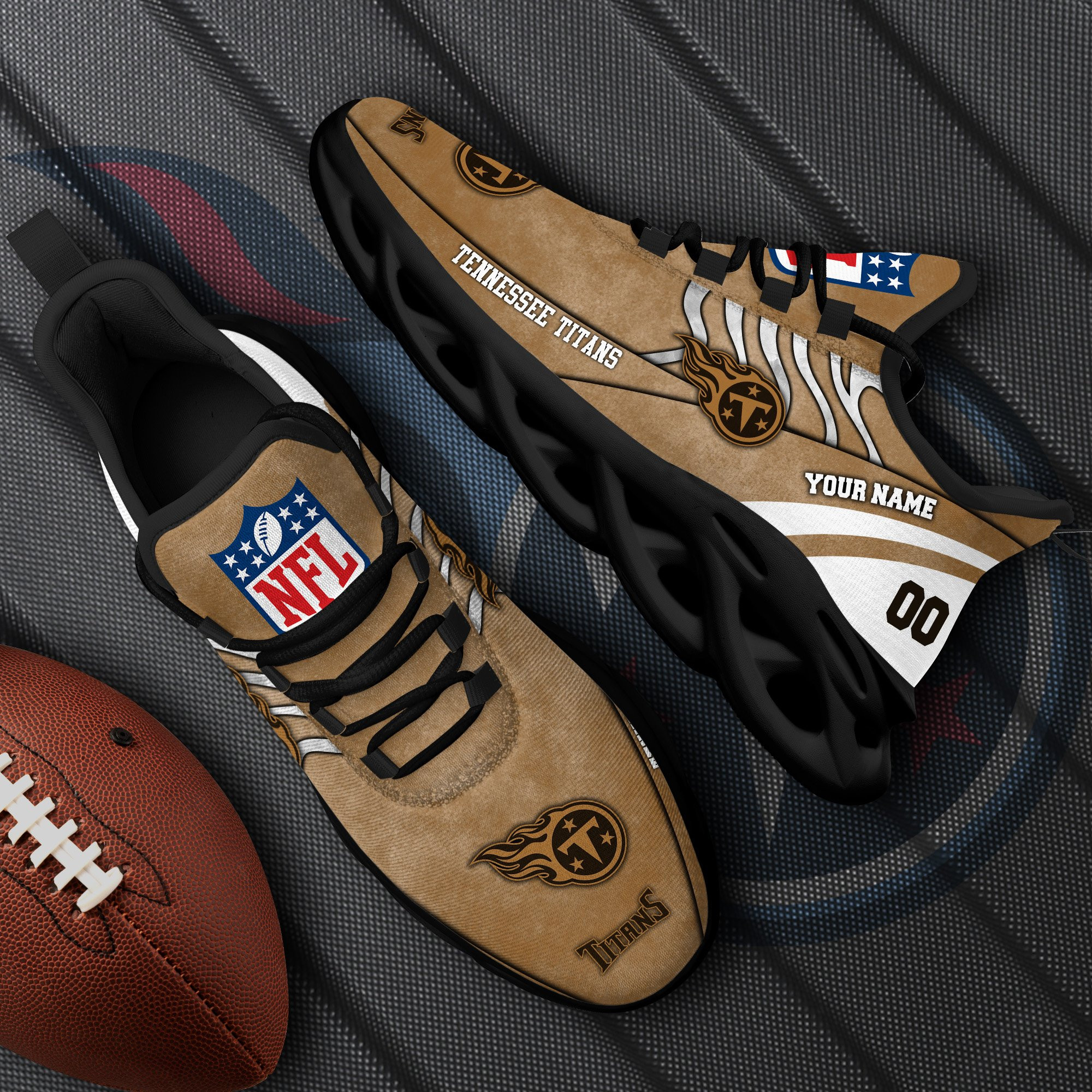 Tennessee Titans Black Max Soul Shoes 2026 Versions Custom Your Name And Number 264