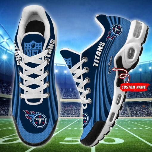 Tennessee Titans Personalized Name Team Colors Wave Lines TN Air Max Shoes Air Cushion Sneakers