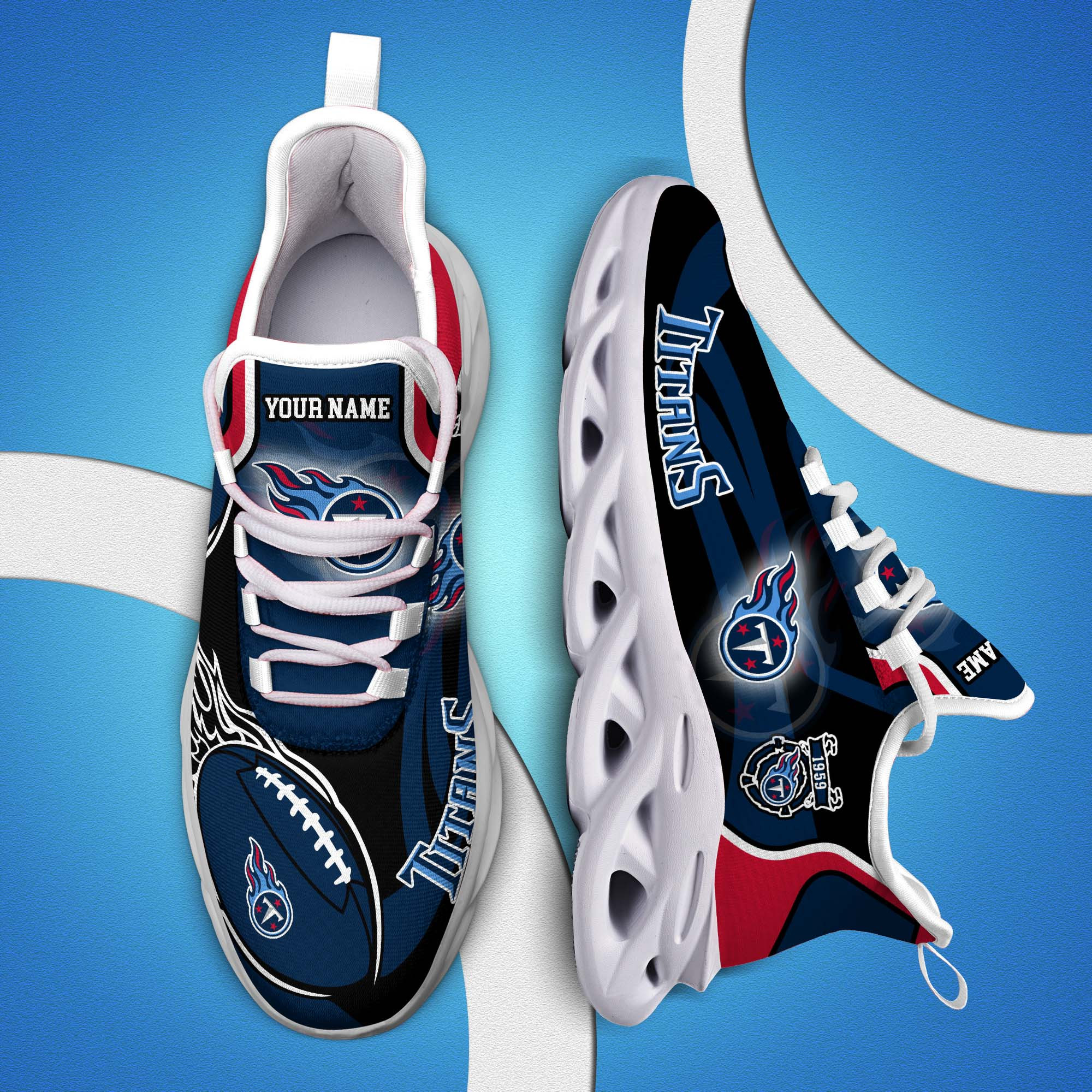 Tennessee Titans White C Sneakers 2026 Version Personalized Your Name 090