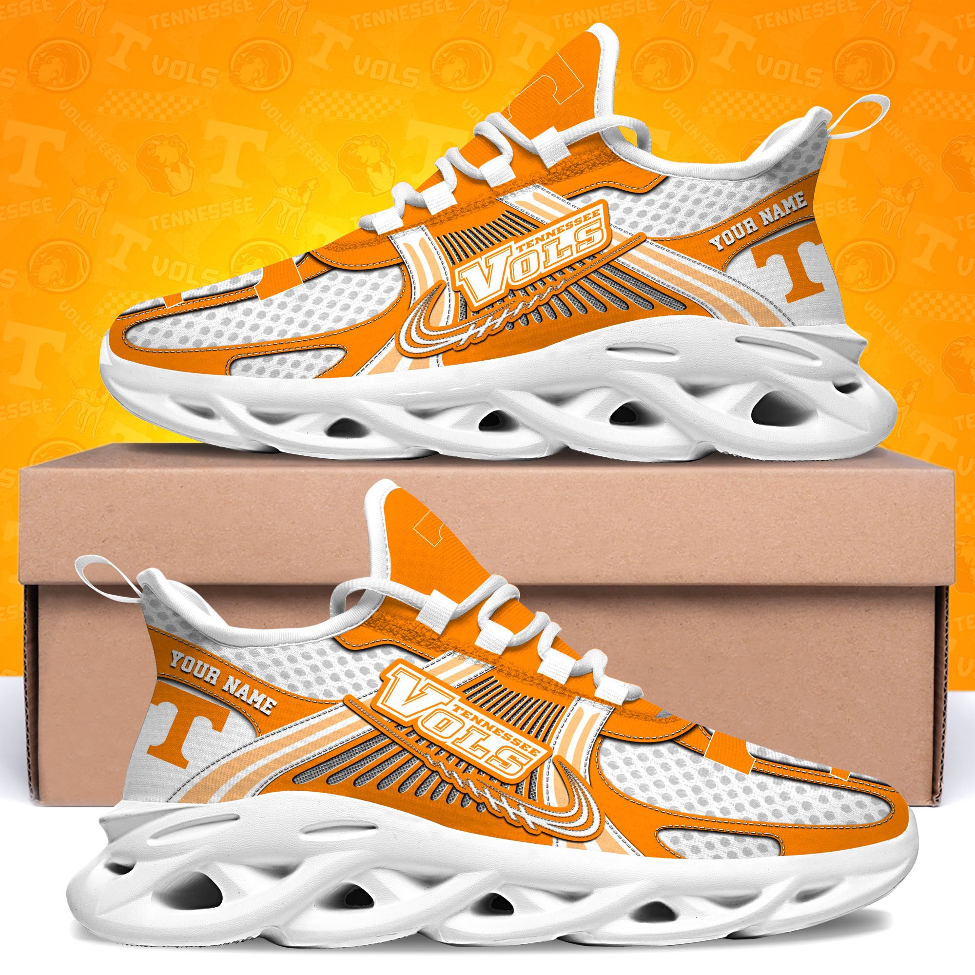Tennessee Volunteers Clunky Sneakers Custom Your Name, Sport Sneakers, Sport Gifts For Fan, Gifts For Him