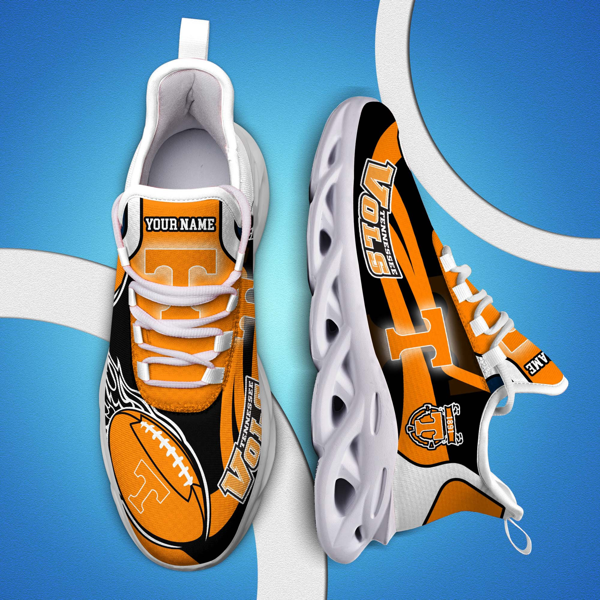 Tennessee Volunteers White C Sneakers 2026 Version Personalized Your Name 090