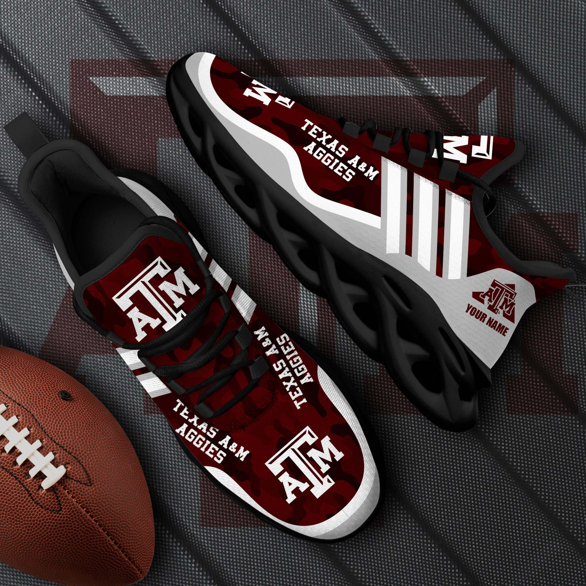 Texas A#038M Aggies Black Max Soul Shoes 2026 Versions Custom Name 466