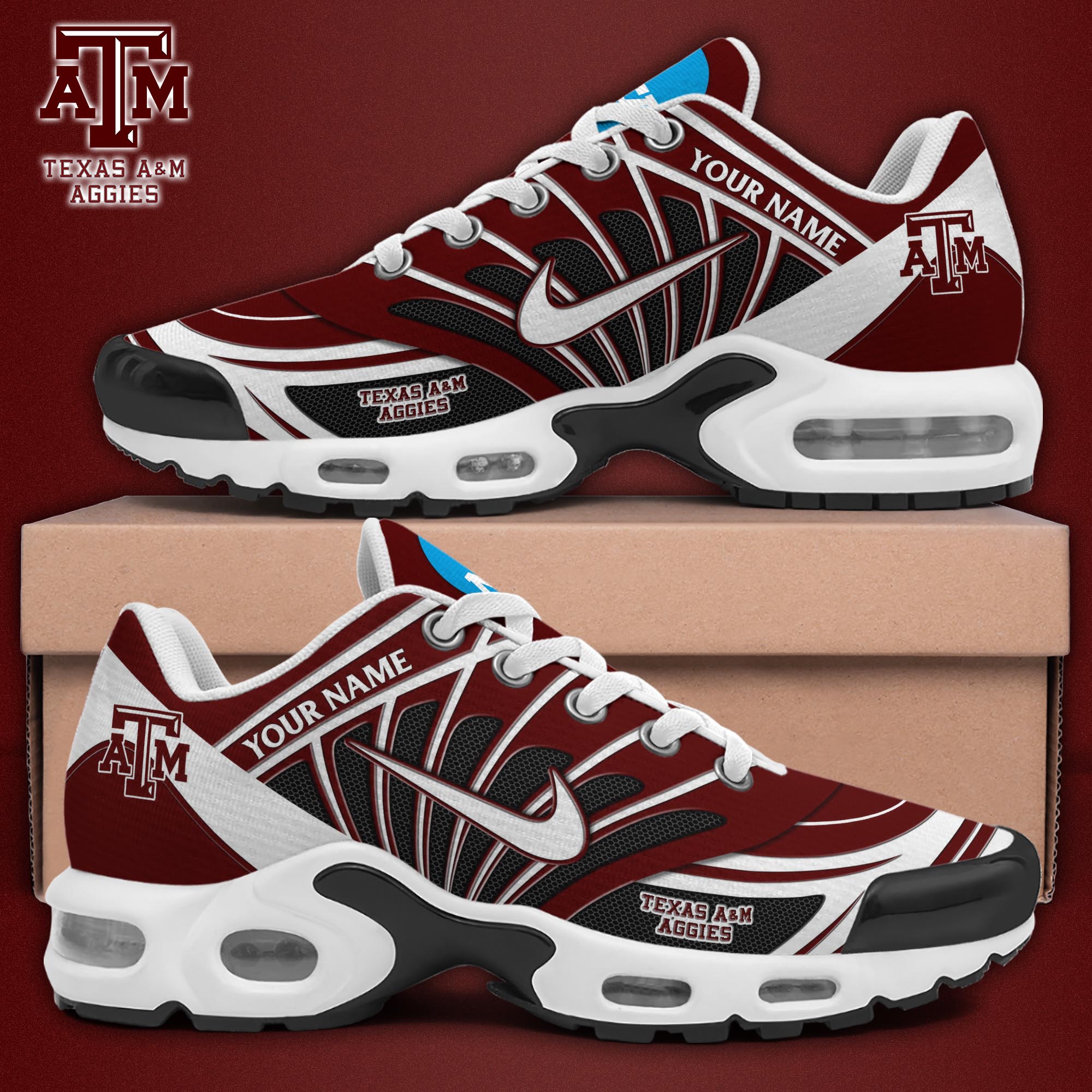 Texas A#038M Aggies TN Shoes 2026 Version Custom Name 
