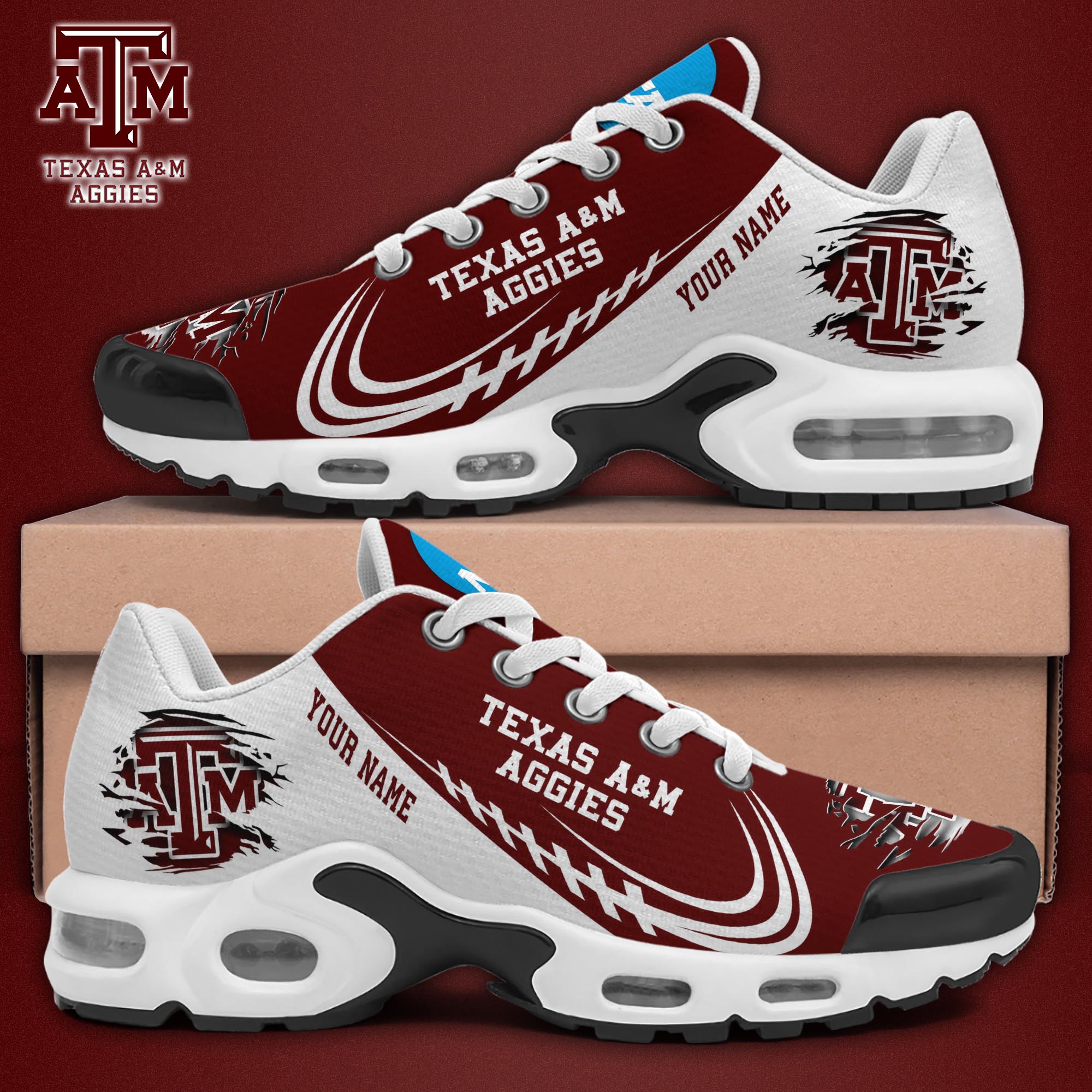 Texas A#038M Aggies TN Shoes 2026 Version Custom Name 