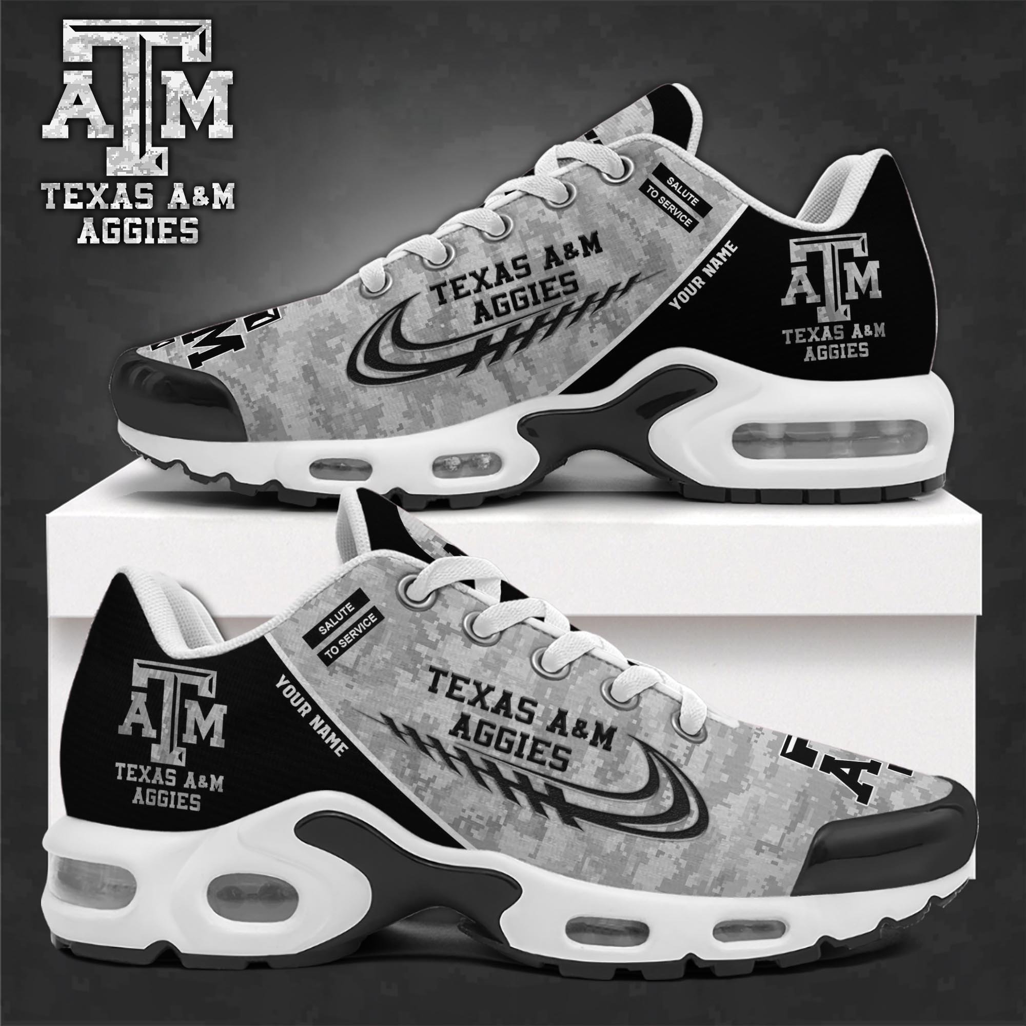 texas a%23038m aggies tn shoes 2026 version custom name camouflage shoes ph585 2218 kzfa2