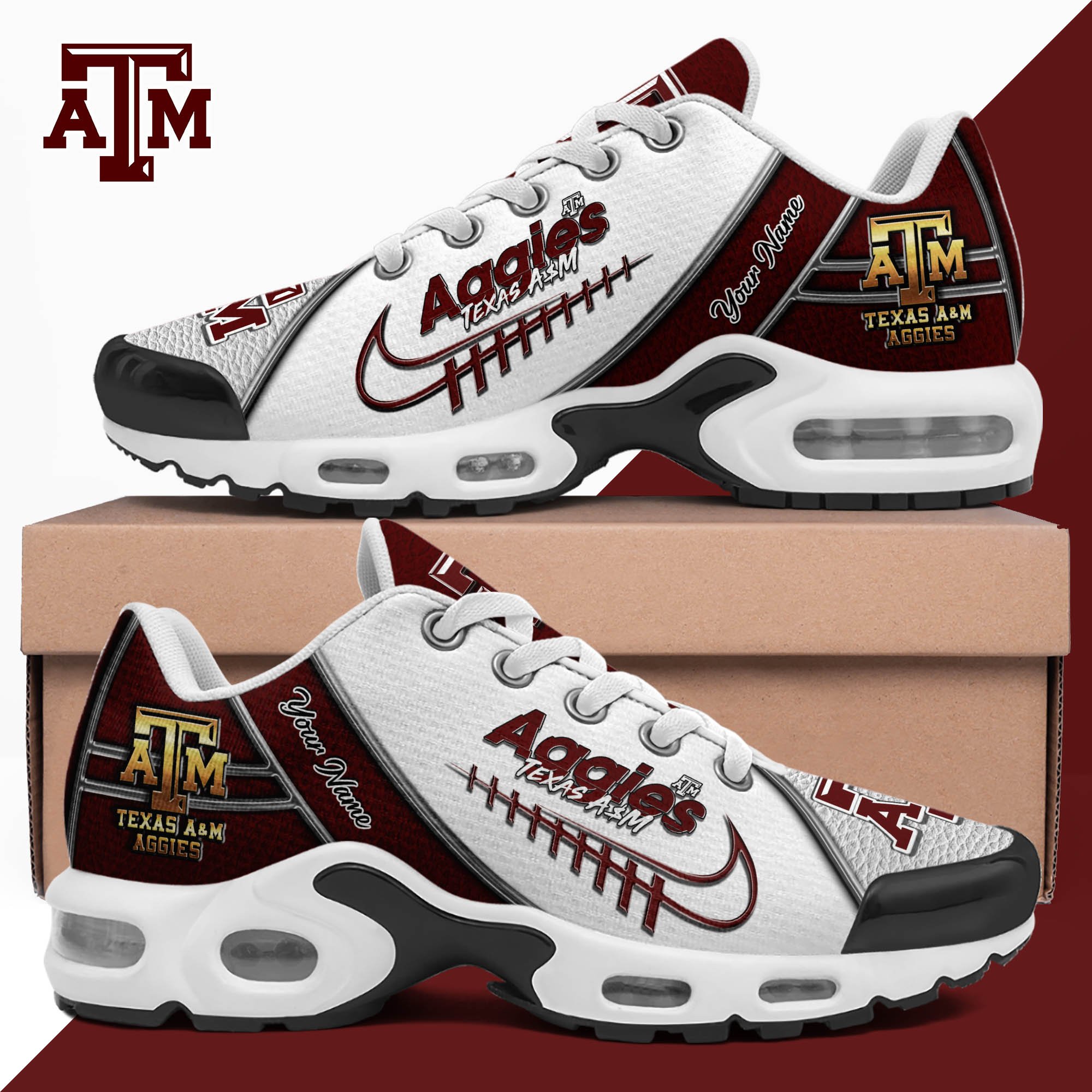 Texas A#038M Aggies TN Shoes 2026 Version Custom Your Name, Football Team Shoes 516