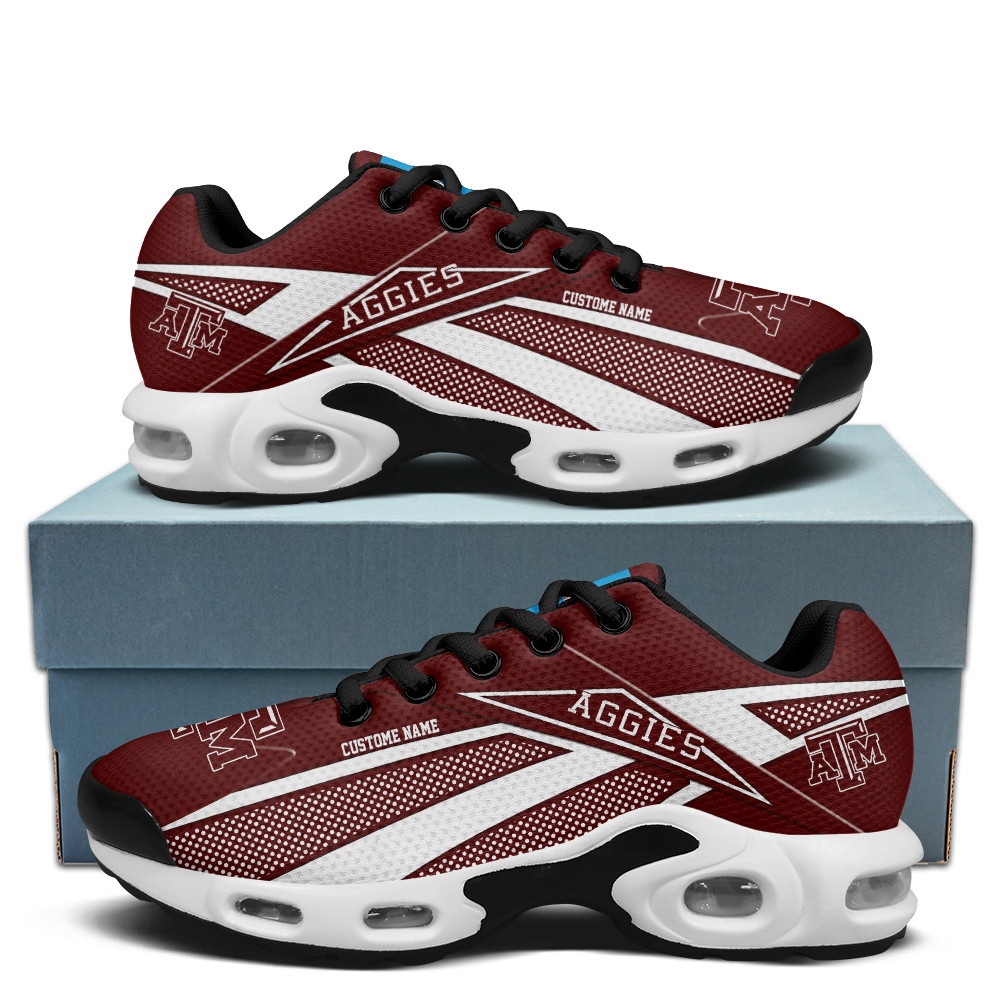 Texas A&M Aggies Personalized Name Team Colors Supersonic Line Pattern TN Air Max Shoes Air Cushion Sneakers