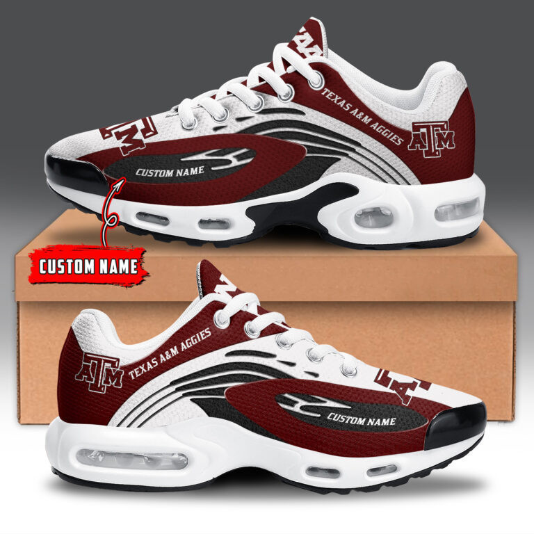 Texas A&M Aggies Personalized Name Team Logo Mix Colors Wave Line TN Shoes Air Cushion Sneakers