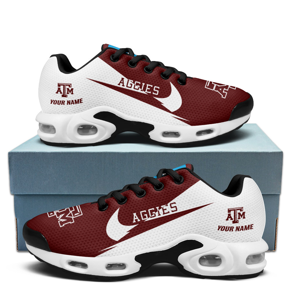 Texas A&M Aggies Personalized Name Team Logo Wings Of God Pattern TN Air Max Shoes Air Cushion Sneakers