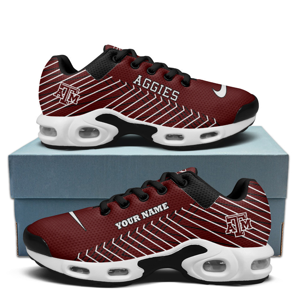 Texas A&M Personalized Name Team Colors Jagged Lines TN Shoes Air Cushion Sneakers