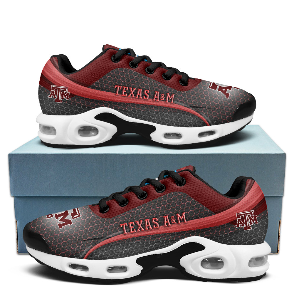 Texas A&M Personalized Name Team Colors Wave Line Beehive Pattern TN Air Max Shoes Air Cushion Sneakers