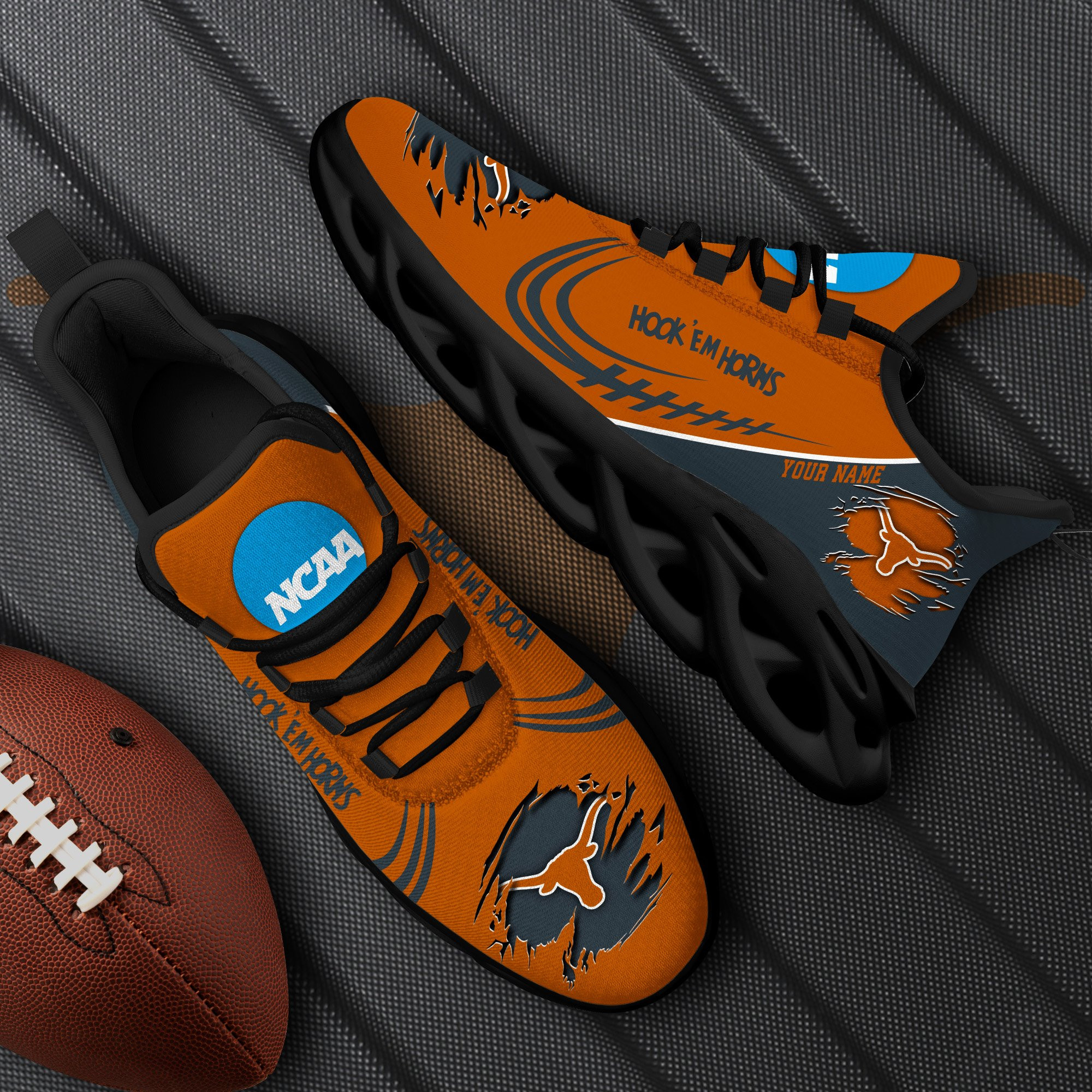 Texas Longhorns Black Max Soul Shoes 2026 Versions Custom Name 016