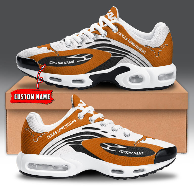Texas Longhorns Personalized Name Team Logo Mix Colors Wave Line TN Shoes Air Cushion Sneakers