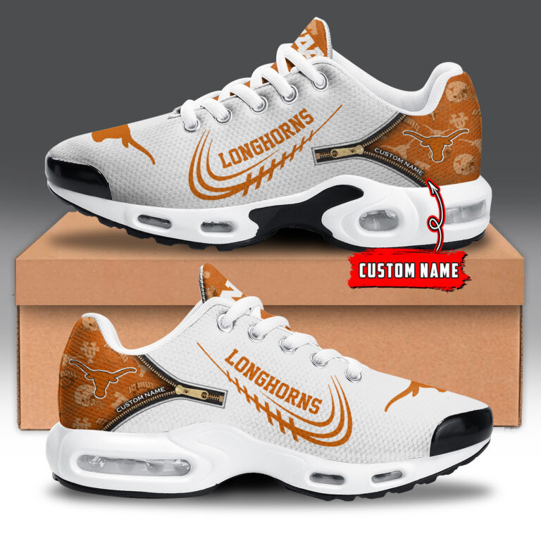 Texas Longhorns Personalized Name Team Logo Mix Colors Zipped Line TN Air Max Shoes Air Cushion Sneakers