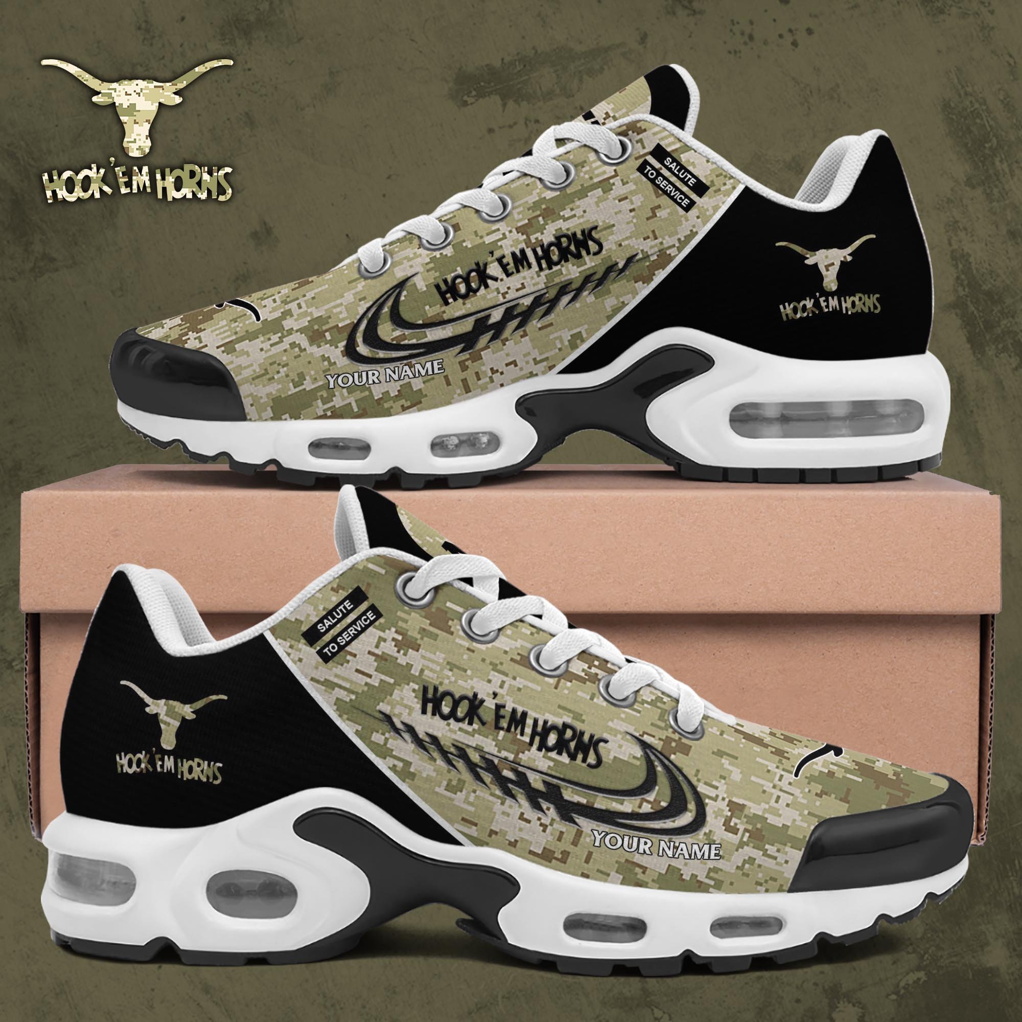 Texas Longhorns TN Shoes 2026 Version Custom Name, Camouflage Shoes, Gifts For Football Lovers