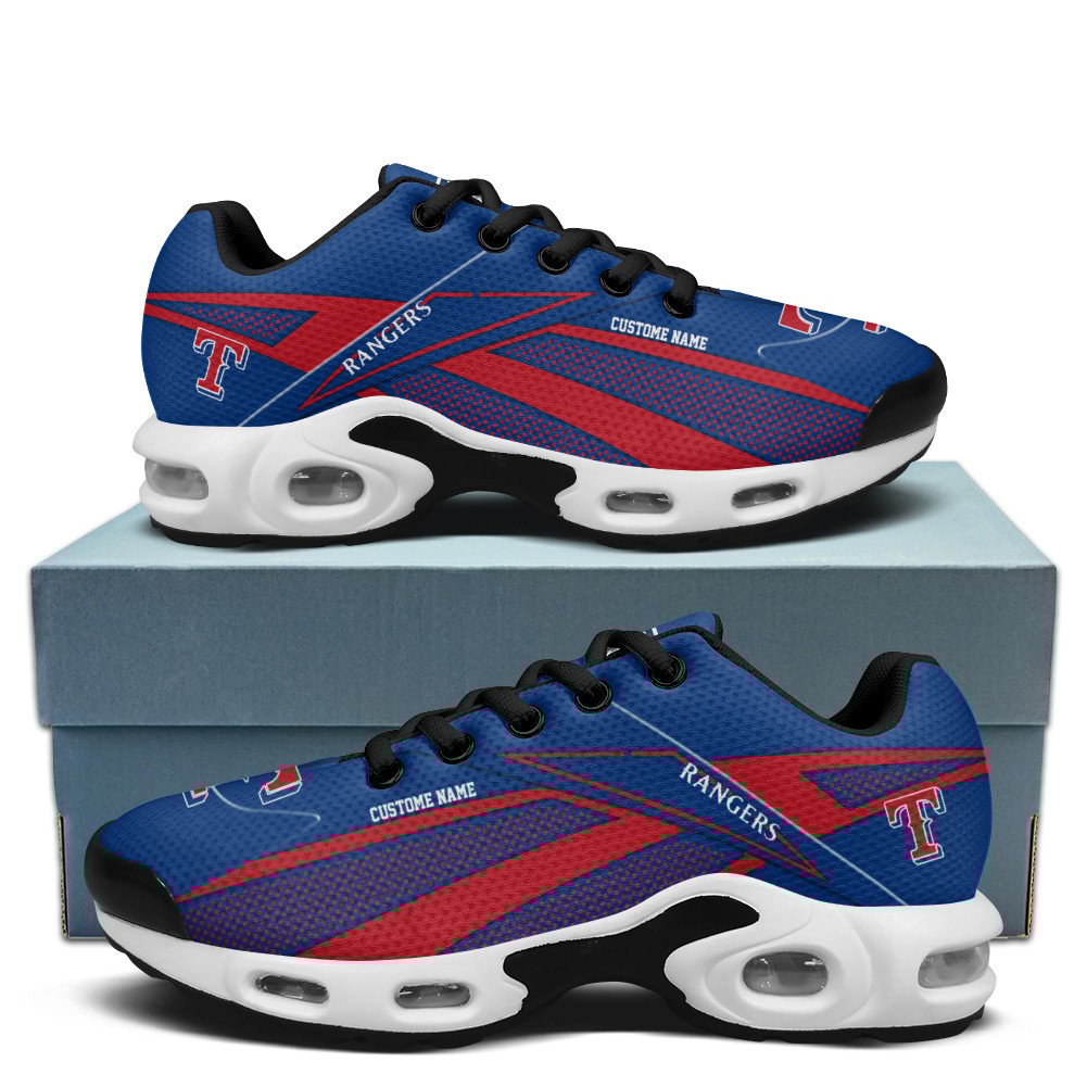 Texas Rangers Personalized Name Team Colors Supersonic Line Pattern TN Air Max Shoes Air Cushion Sneakers