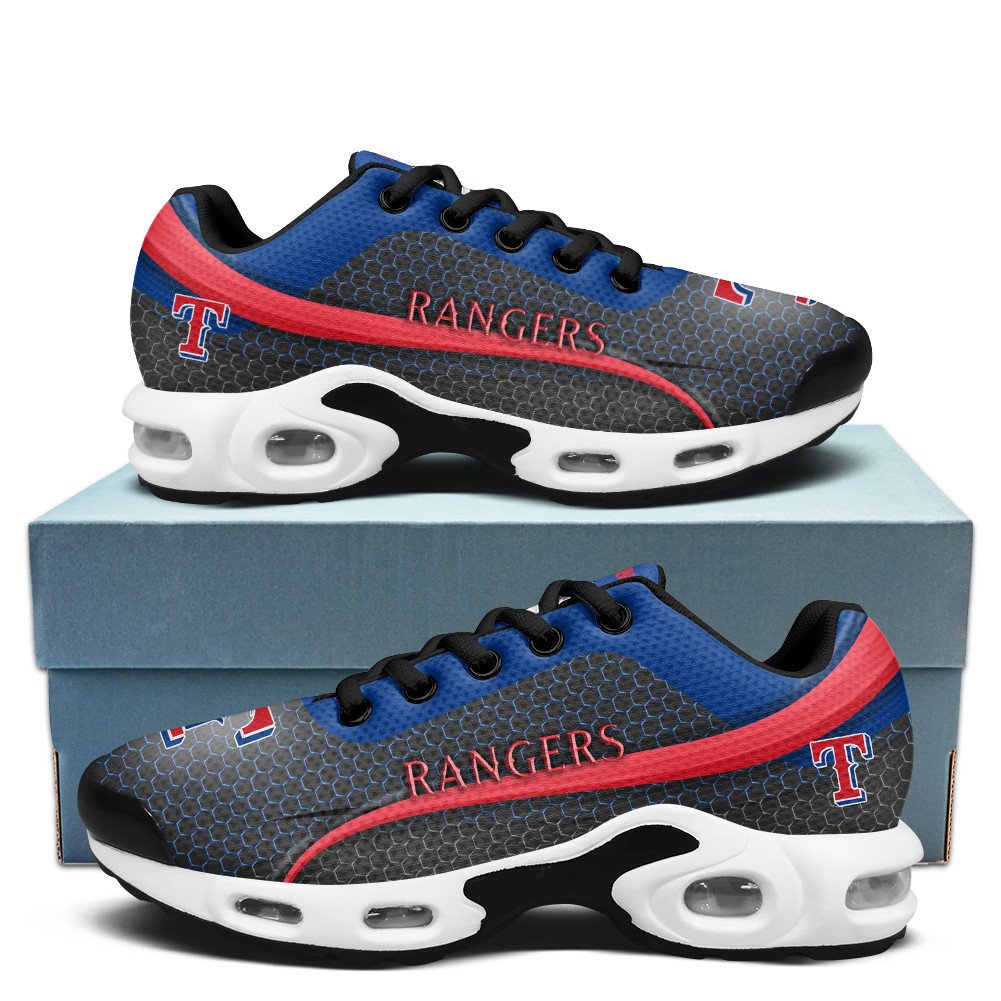 Texas Rangers Personalized Name Team Colors Wave Line Beehive Pattern TN Air Max Shoes Air Cushion Sneakers
