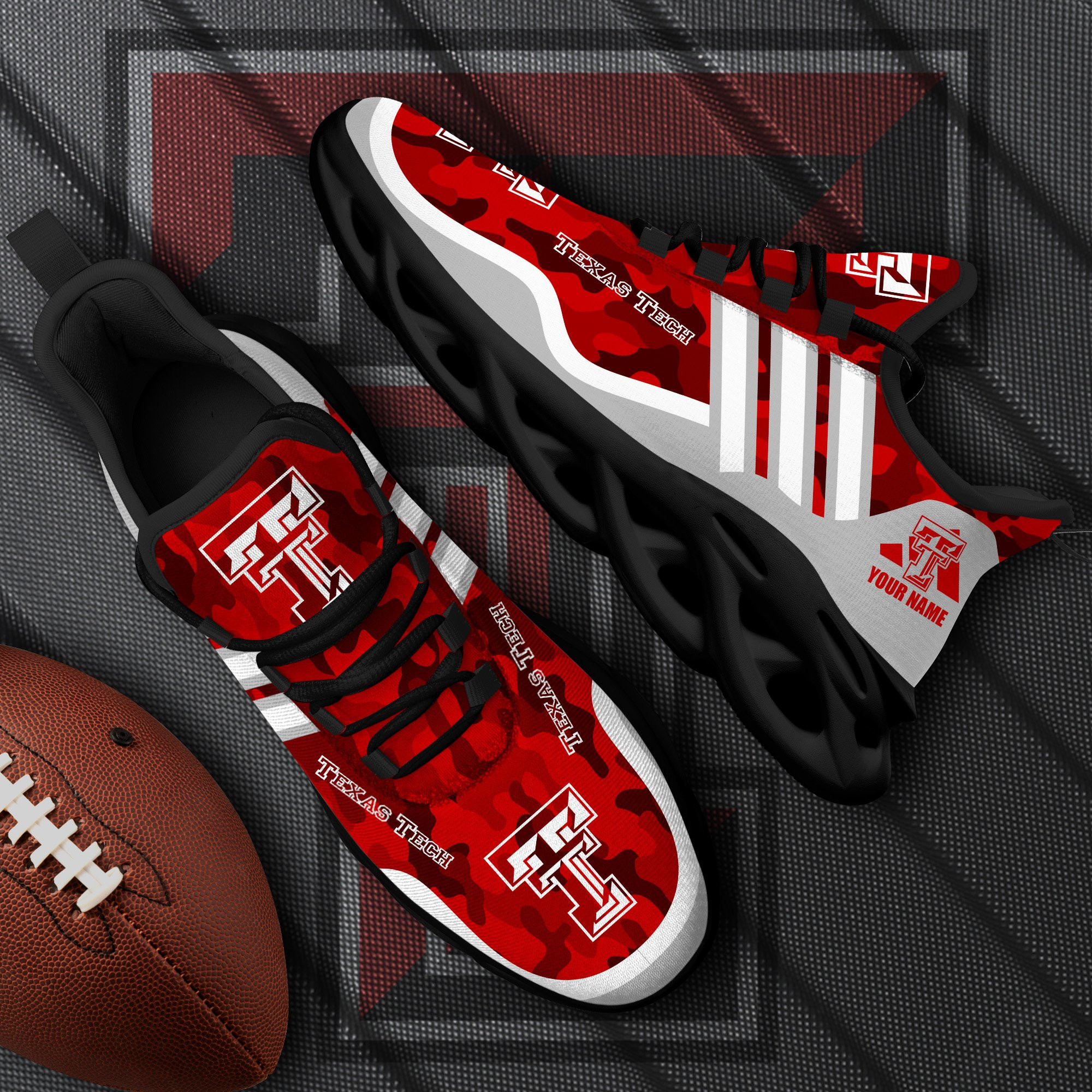 Texas Tech Red Raiders Black Max Soul Shoes 2026 Versions Custom Name 466