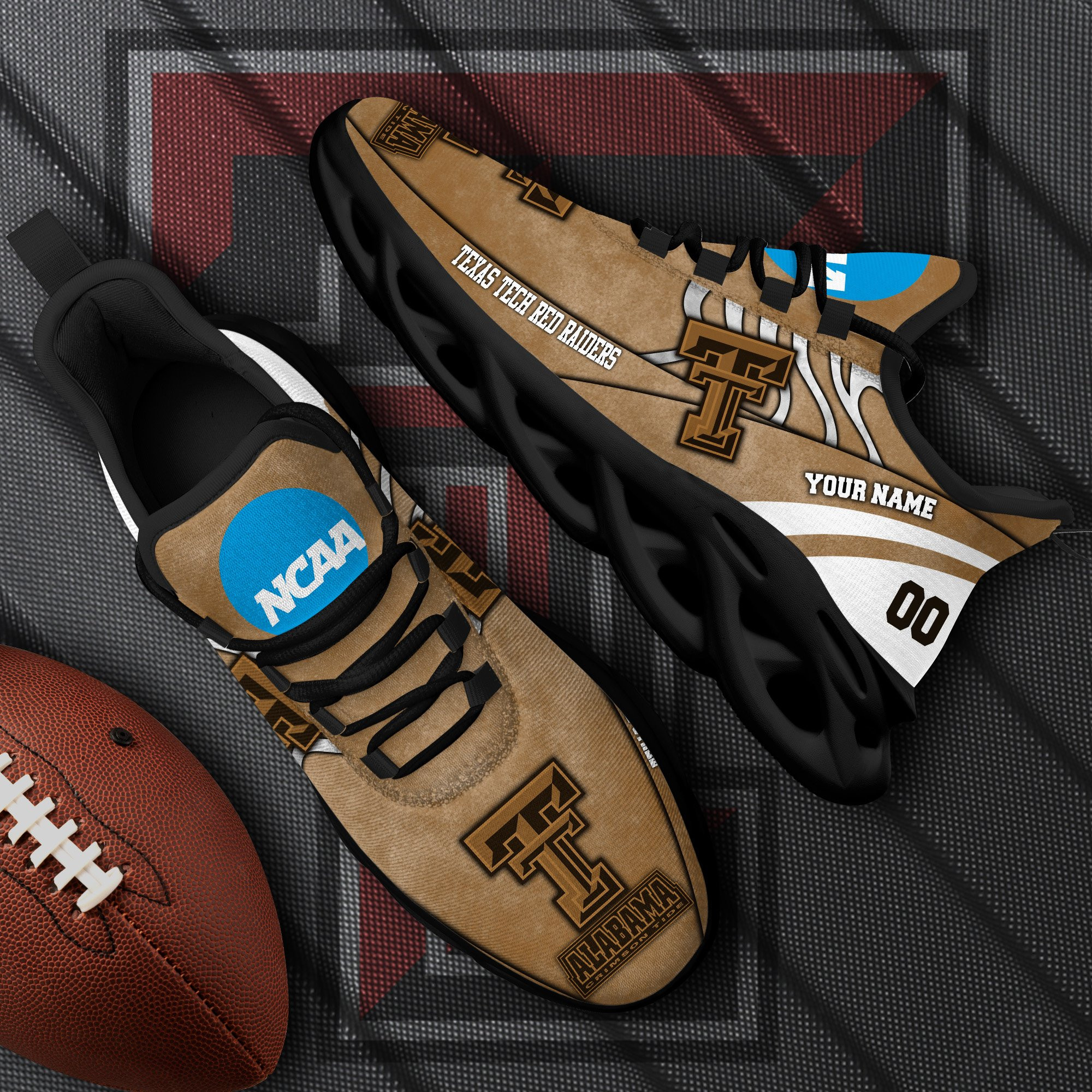 Texas Tech Red Raiders Black Max Soul Shoes 2026 Versions Custom Your Name And Number 312