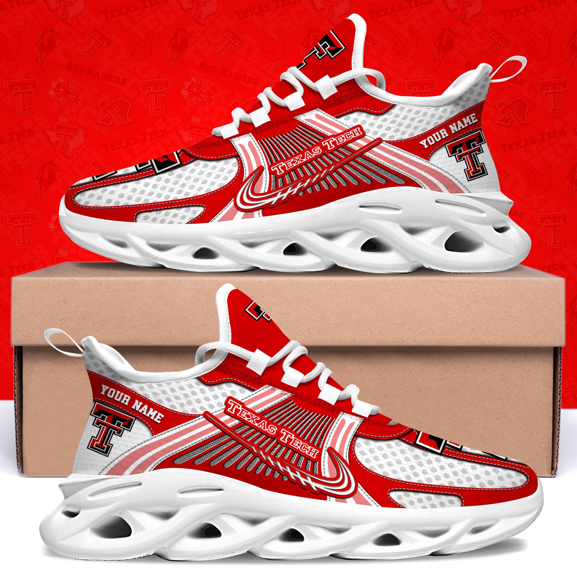 Texas Tech Red Raiders Clunky Sneakers Custom Your Name, Sport Sneakers, Sport Gifts For Fan, Gifts For Him