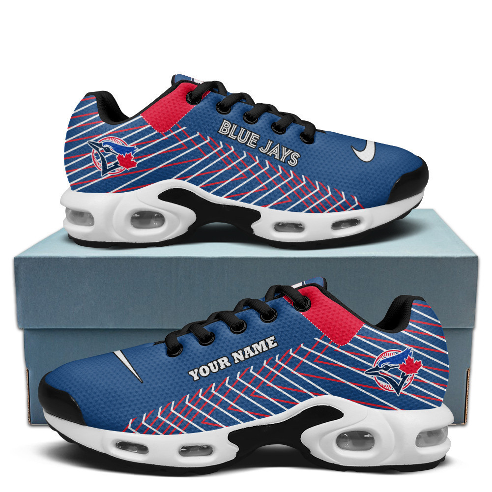 Toronto Blue Jays Personalized Name Team Colors Jagged Lines TN Shoes Air Cushion Sneakers