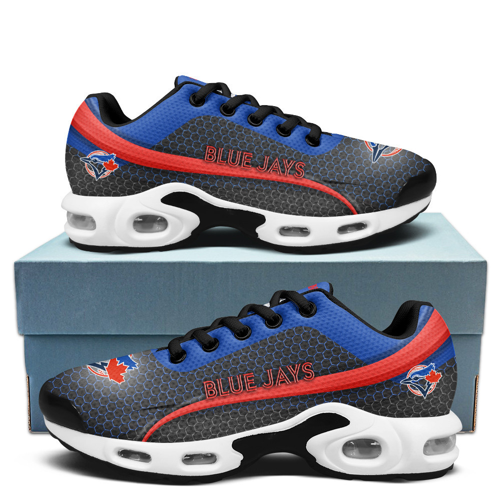 Toronto Blue Jays Personalized Name Team Colors Wave Line Beehive Pattern TN Air Max Shoes Air Cushion Sneakers