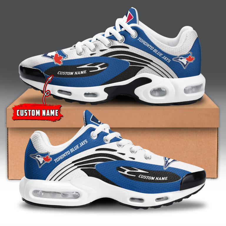 Toronto Blue Jays Personalized Name Team Logo Mix Colors Wave Line TN Shoes Air Cushion Sneakers