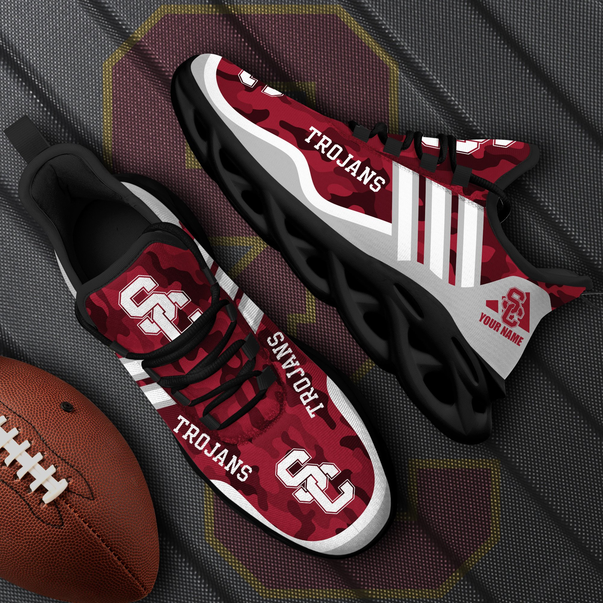 USC Trojans Black Max Soul Shoes 2026 Versions Custom Name 466