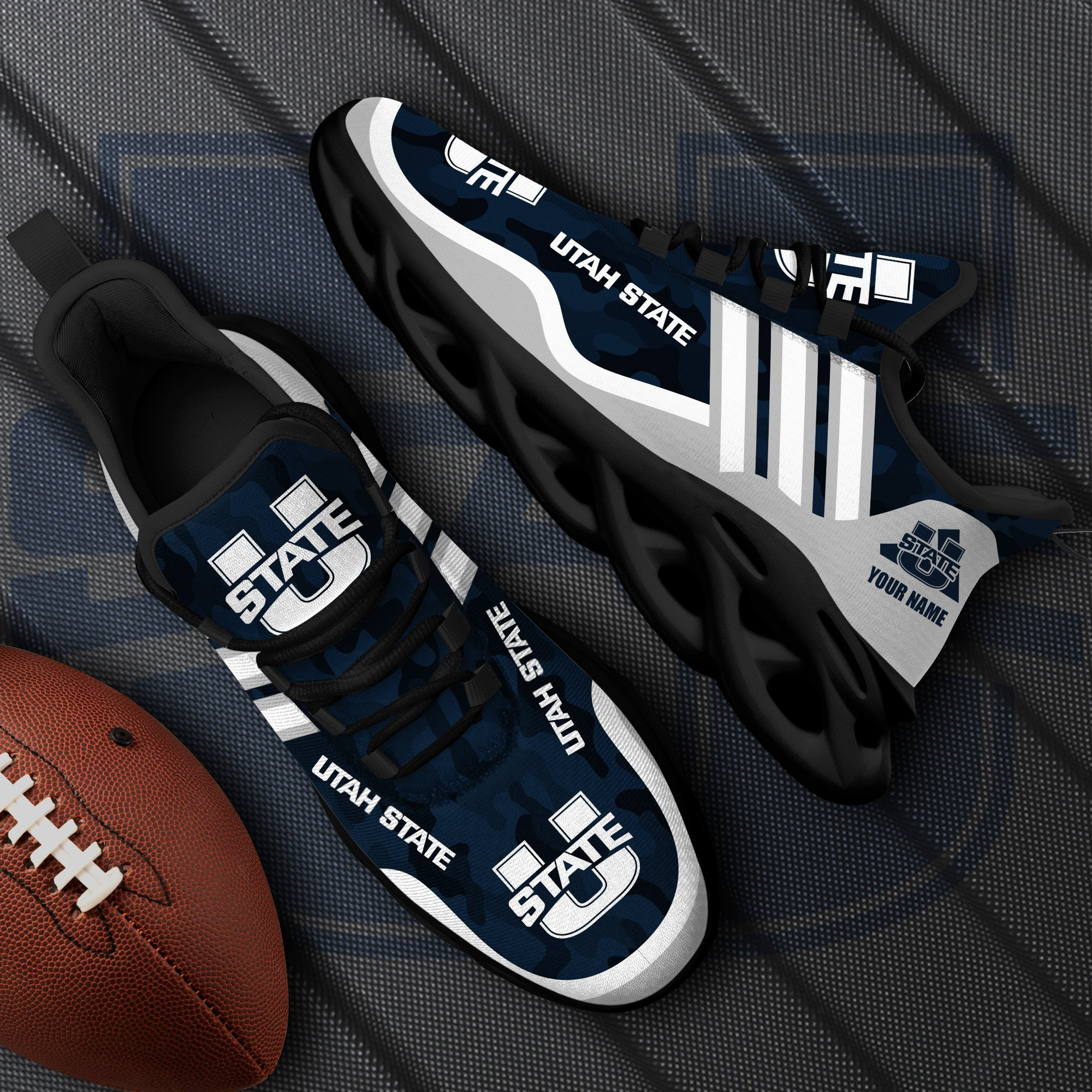 Utah State Aggies Black Max Soul Shoes 2026 Versions Custom Name 466