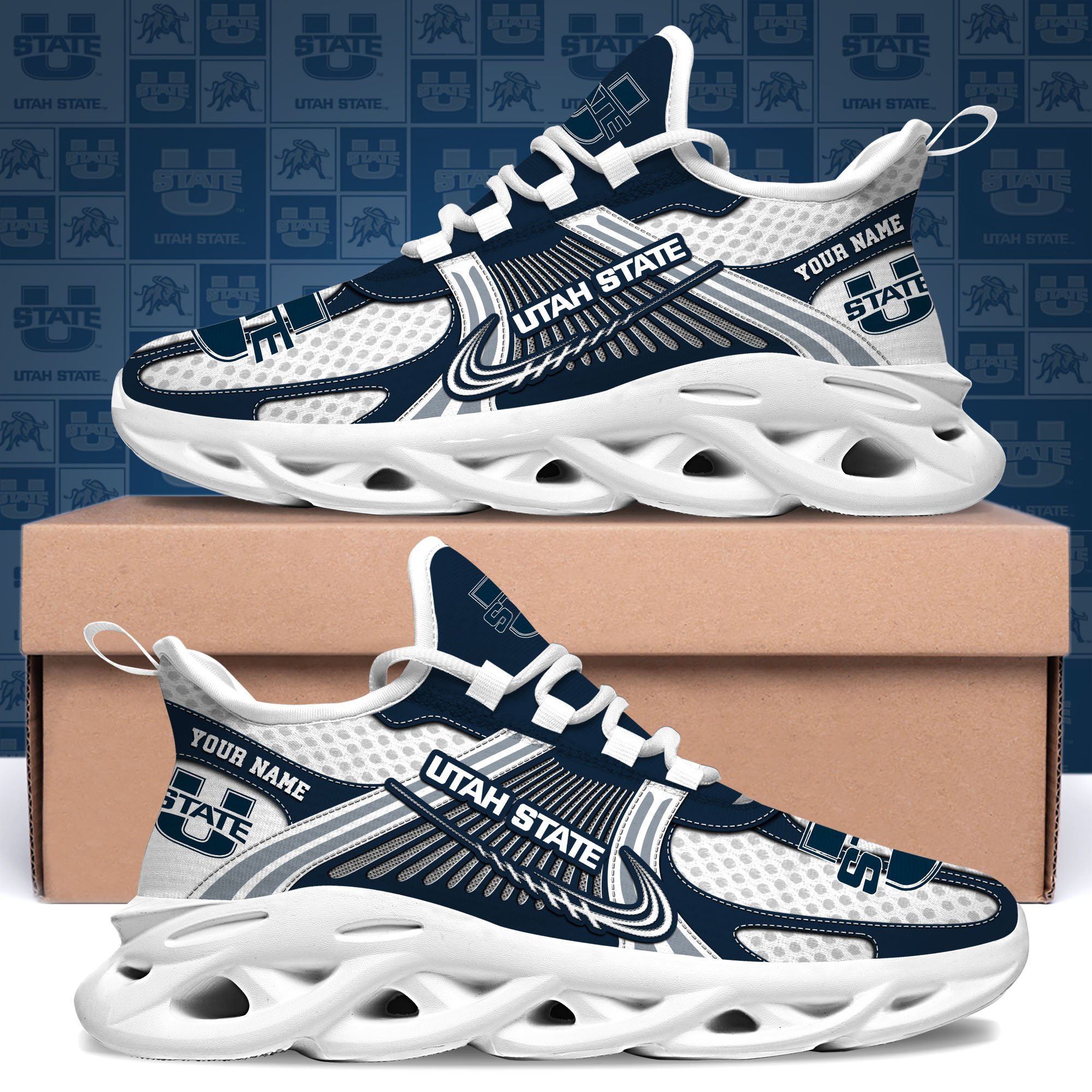 utah state aggies clunky sneakers custom your name sport sneakers sport gifts for fan gifts for him 4713 cmwq0