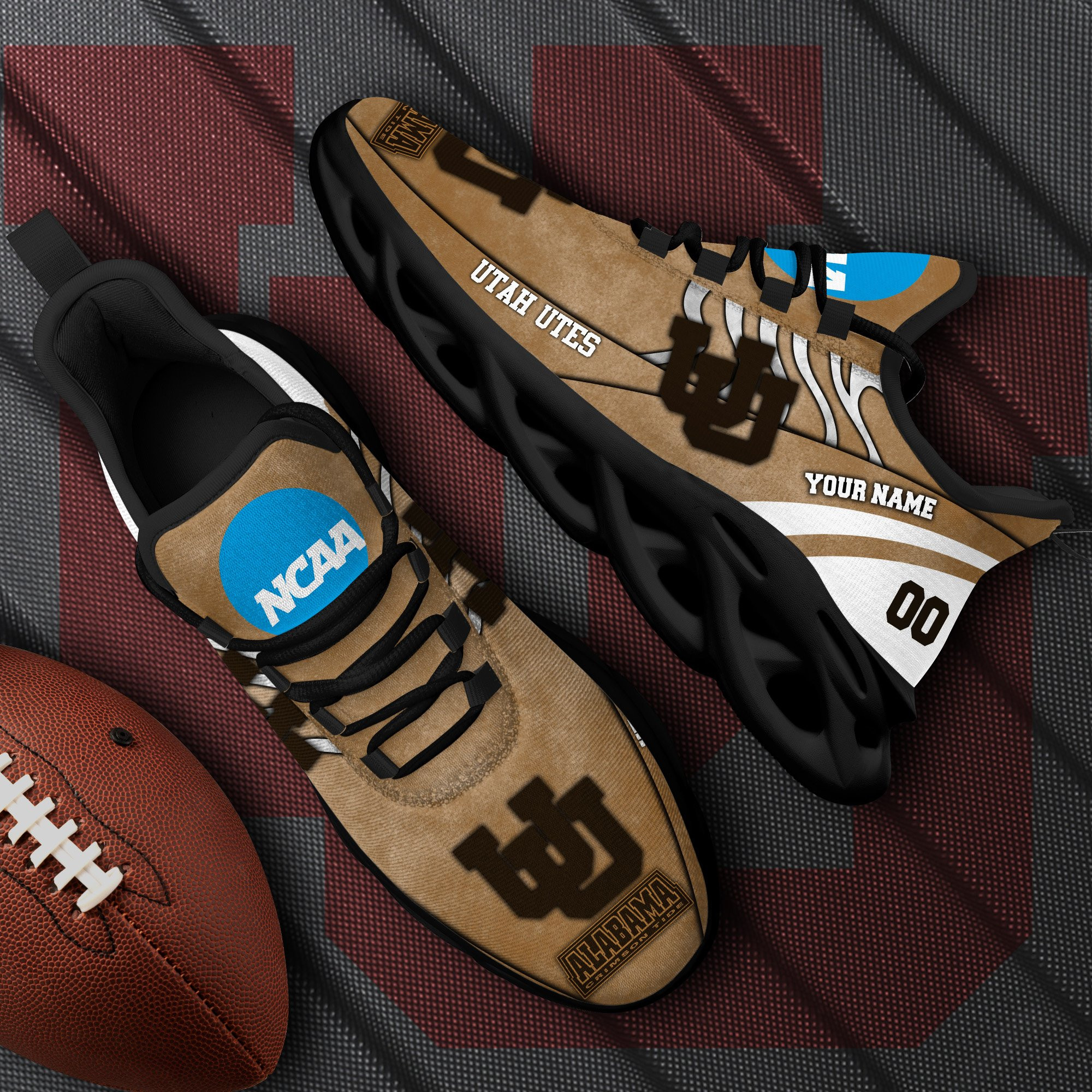 Utah Utes Black Max Soul Shoes 2026 Versions Custom Your Name And Number 312