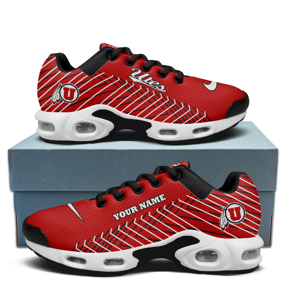 Utah Utes Personalized Name Team Colors Jagged Lines TN Air Max Shoes Air Cushion Sneakers