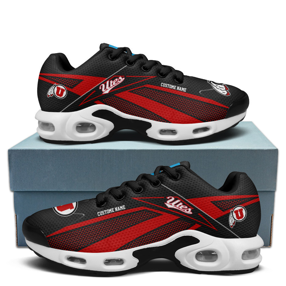 Utah Utes Personalized Name Team Colors Supersonic Line Pattern TN Shoes Air Cushion Sneakers